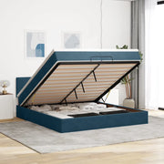 Pouf Letto con Materassi e LED Blu Scuro 200x200cm Velluto