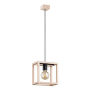 Lampada a sospensione nordica legno quadrata E27 Alfa