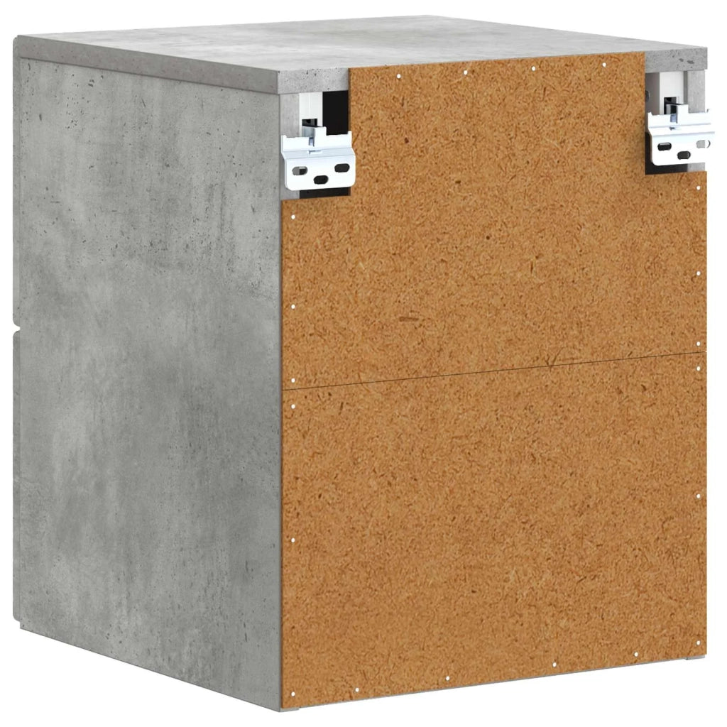 Set di 2 Comodini | Armadio da Notte | Mobiletto da notte a muro Grigio Cemento