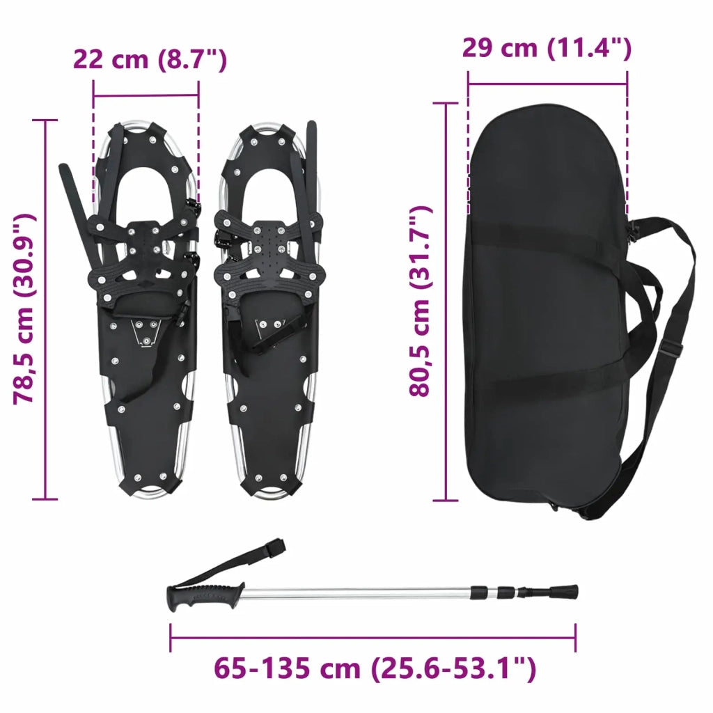 Racchette da neve 3 in 1 con bastoni da trekking Argento e Nero 42021437