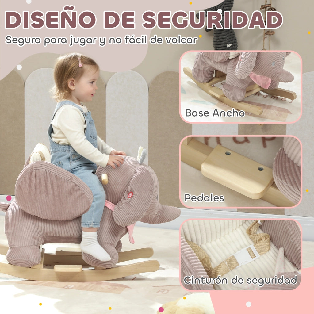 Dondolo per Bambini con Suono e Cintura di Sicurezza ¨C Minimal ¨C Legno Naturale