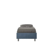 Letto singolo con rete imbottito 80x200 microfibra blu Azelia