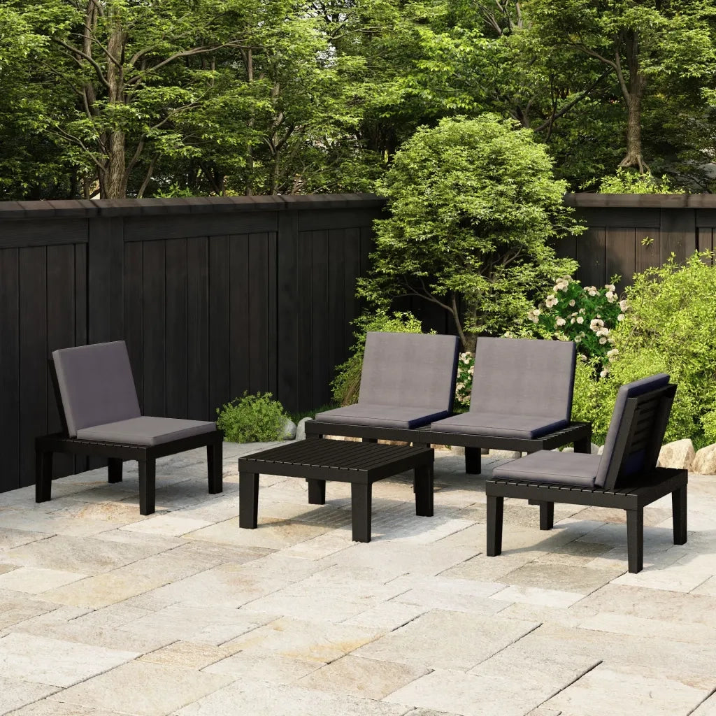 Set Divani da Giardino con Cuscini 4 pz | Set Salotto da Giardino in Plastica Grigio