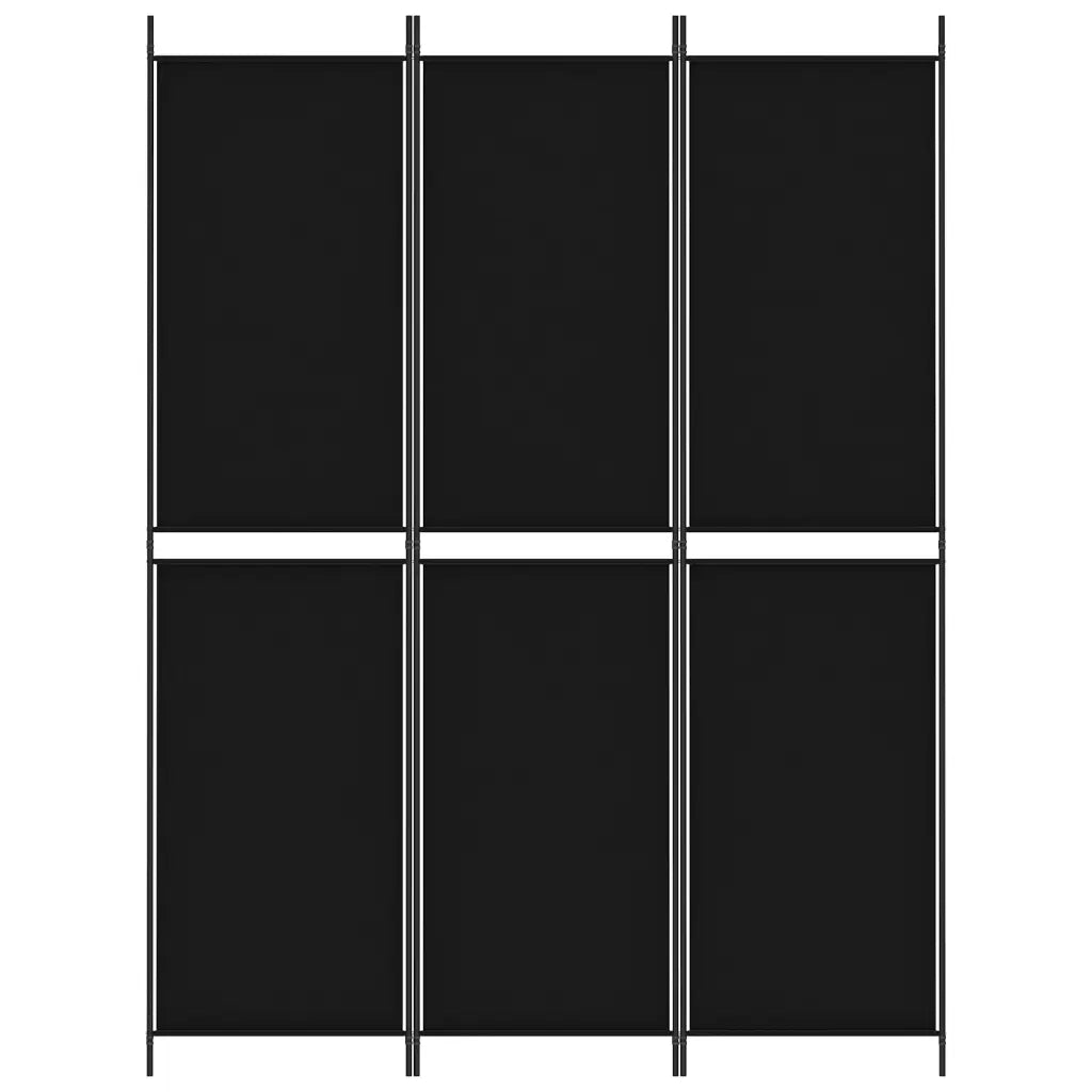Divisorio a 3 Pannelli Nero 150x200 cm in Tessuto 350229