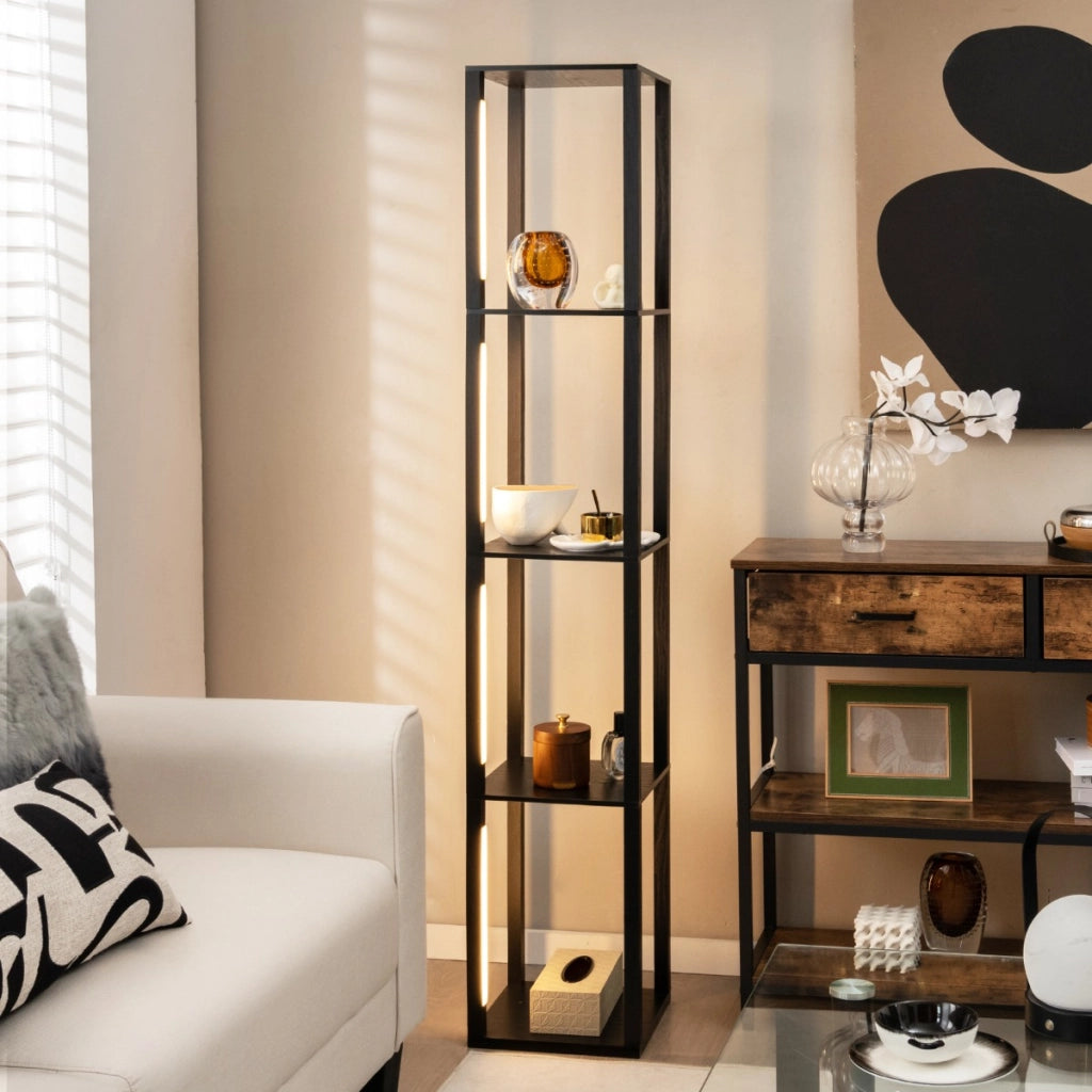Lampada da terra 163cm con lampadine LED dimmerabili a 3 livelli poli LED ruotabili, Lampada da terra moderna Nero-Lampade