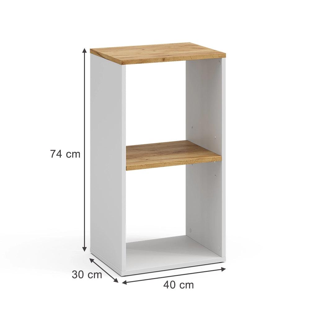 Vicco Scaffale Rovere bianco/dorato 40 x 74 cm con 2 scomparti aperti