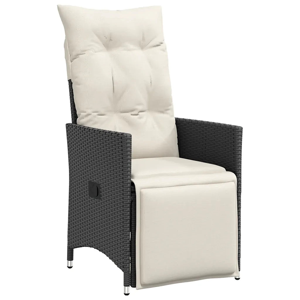 Set da Pranzo da Giardino 9 pz con Cuscini Nero in Polyrattan 3276690
