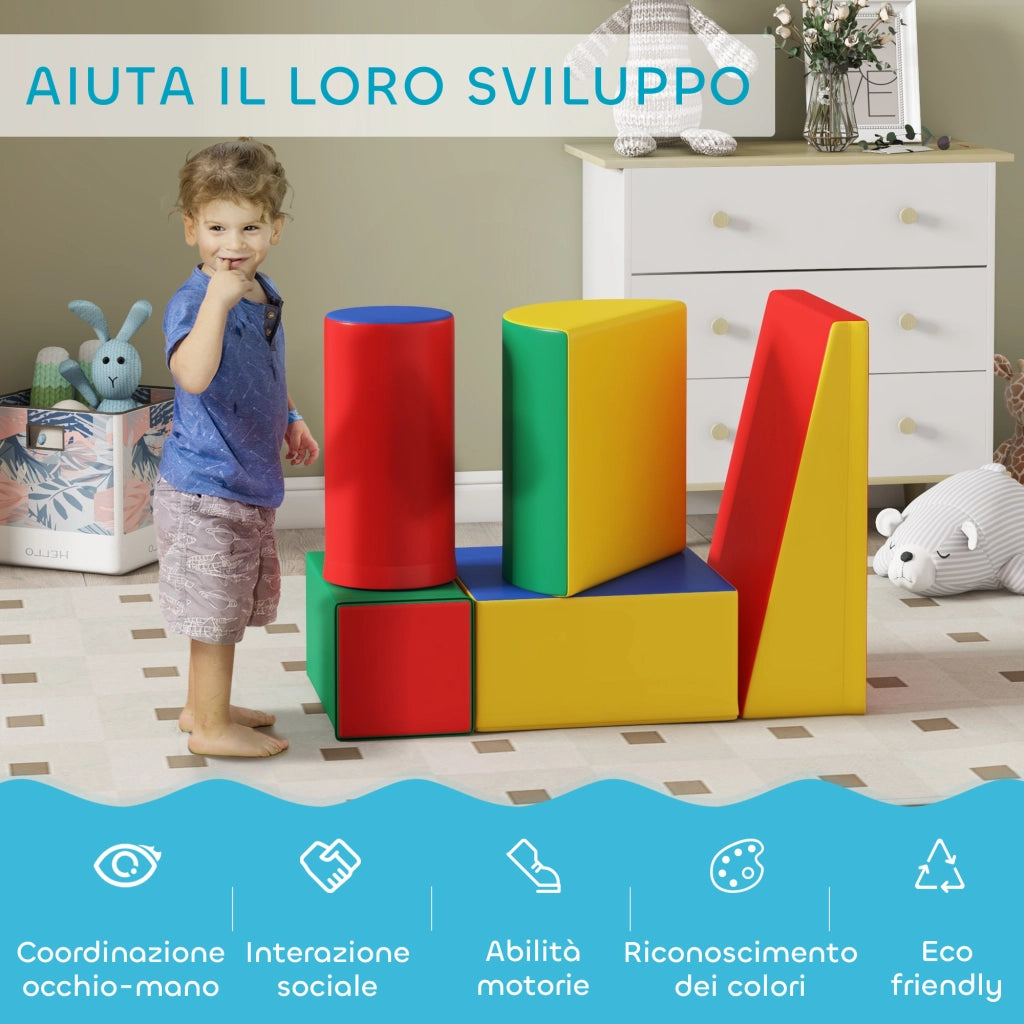Blocchi Morbidi per Bambini 1-3 Anni con 5 Pezzi ¨C Minimal ¨C Multicolore