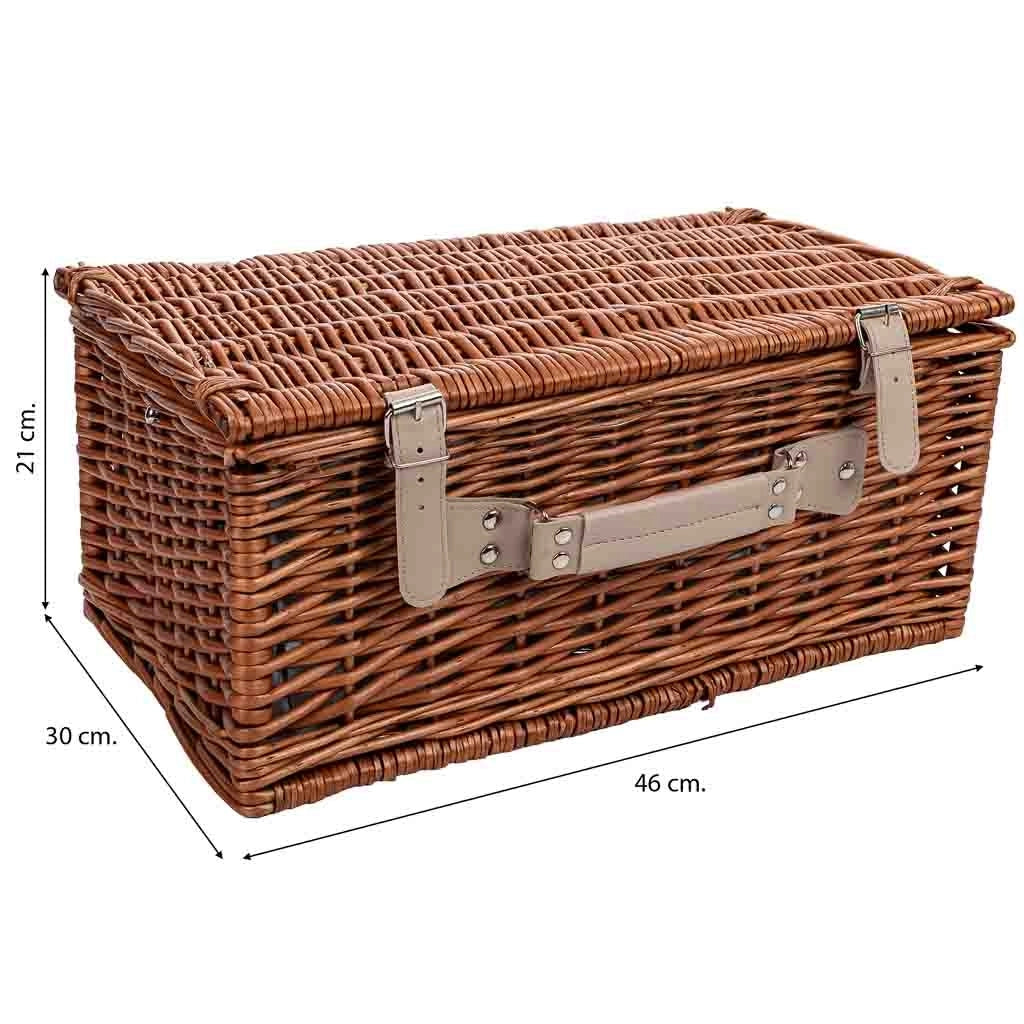 Cestino da picnic per 4 persone, marrone, 46x30x21h cm
