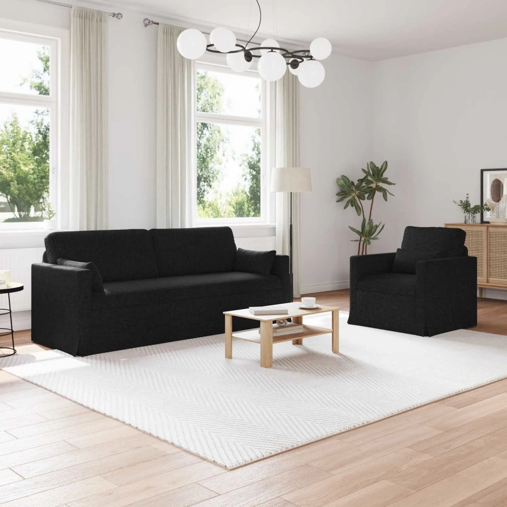 Set di divani 2 pcs Nero 198 x 78 x 80 cm Tessuto 3407583