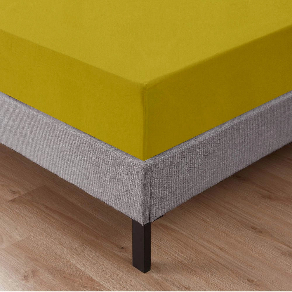 Lenzuolo Sotto Con Angoli Elastici 100% Puro Cotone  Giallo - Una piazza e mezza