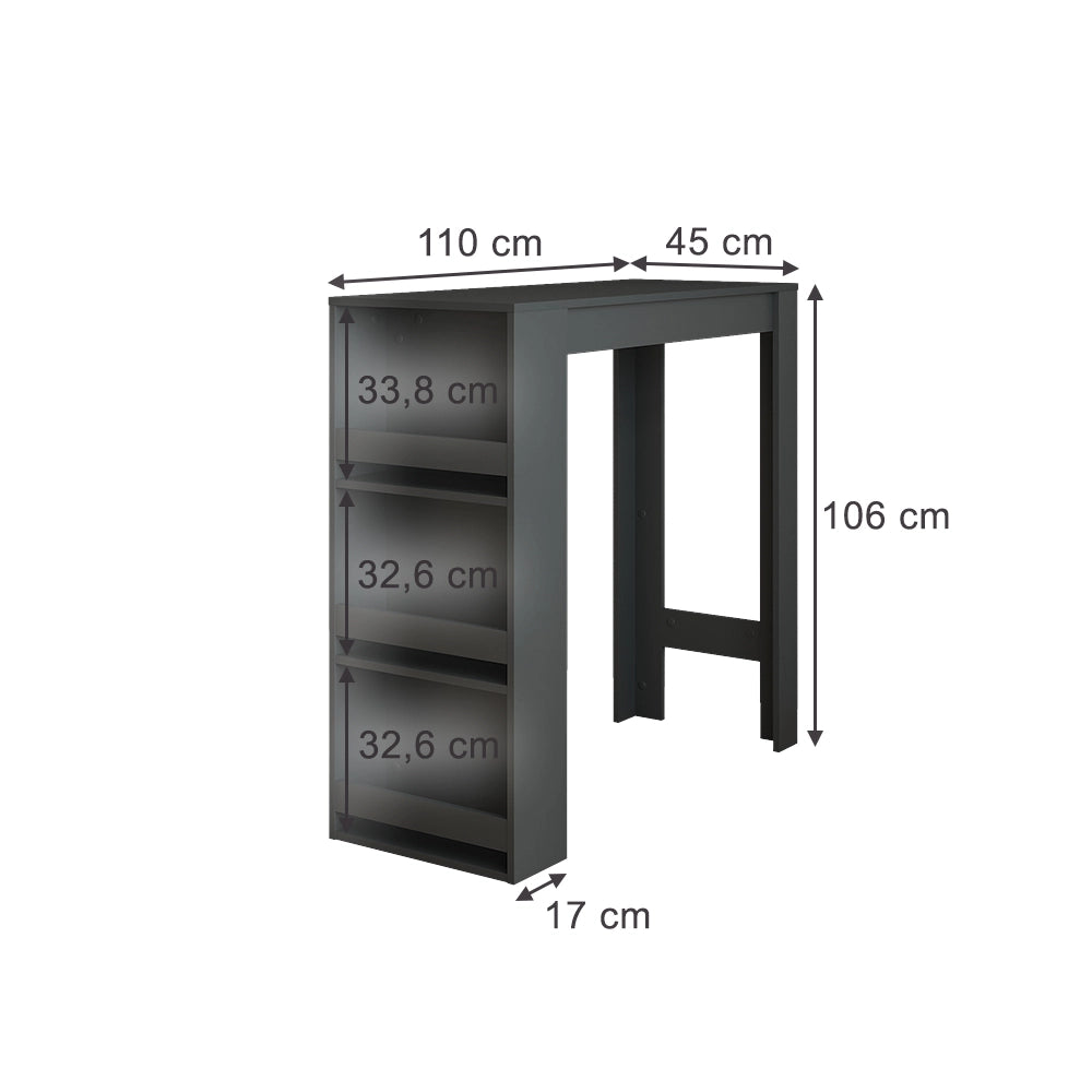 Vicco Tavolo da bar Antracite 45 x 110 cm