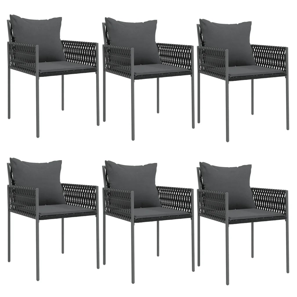 Set Pranzo da Giardino 7 pz con Cuscini in Polyrattan e Acciaio 3187056