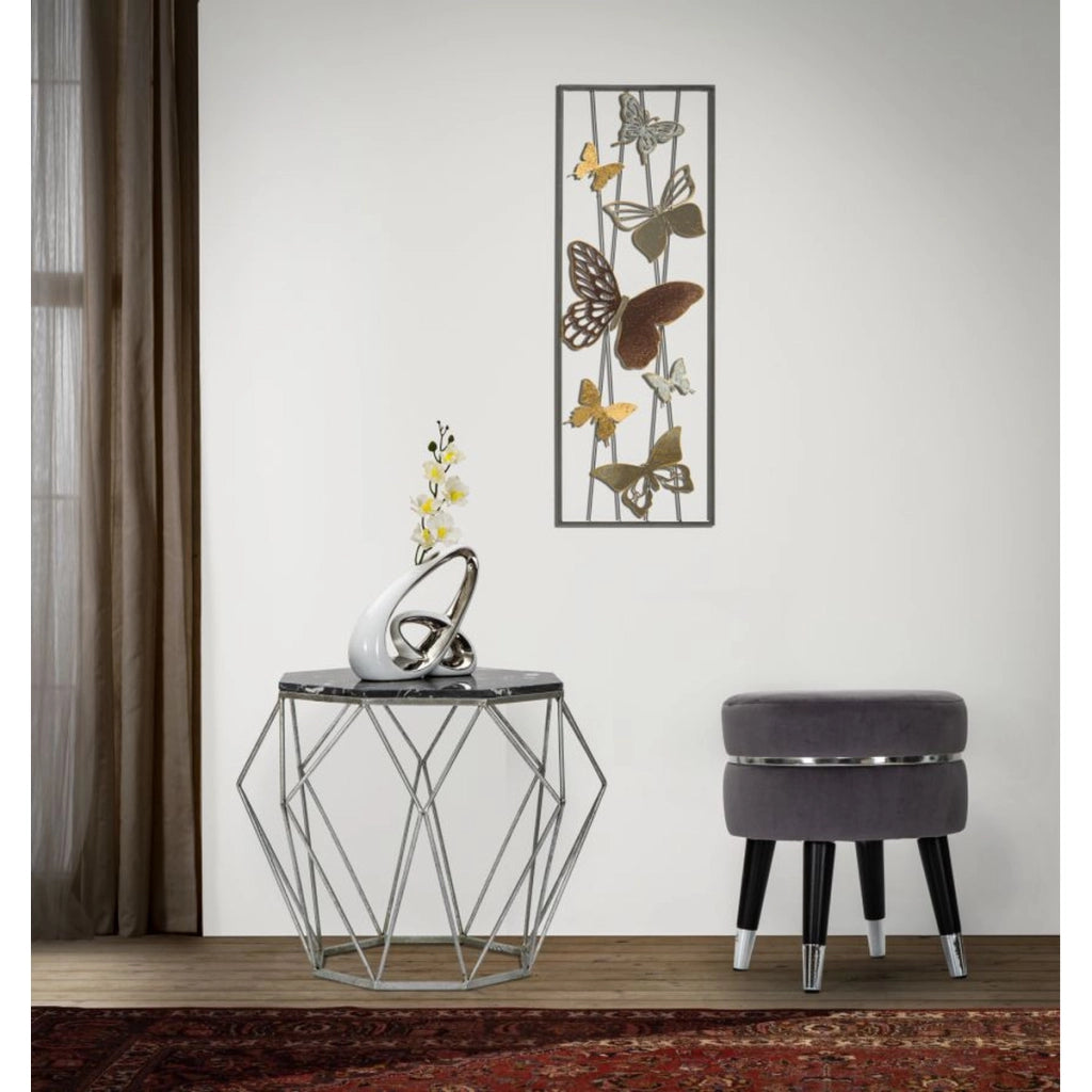 Sgabello Basso VKH457, Grigio, Legno, 35x35x40,5 cm