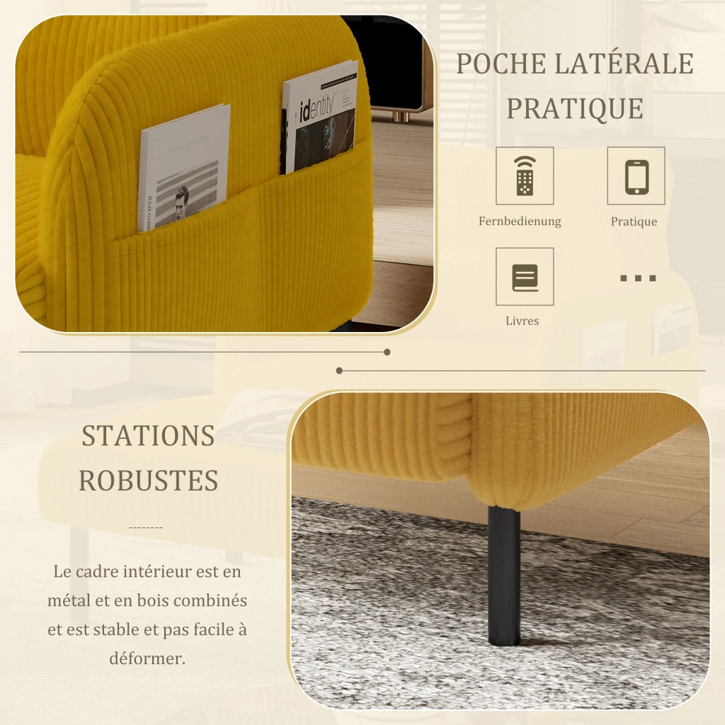 Poltrona in Velluto con Braccioli e Tasche Laterali ¨C MINIMAL ¨C Grigio