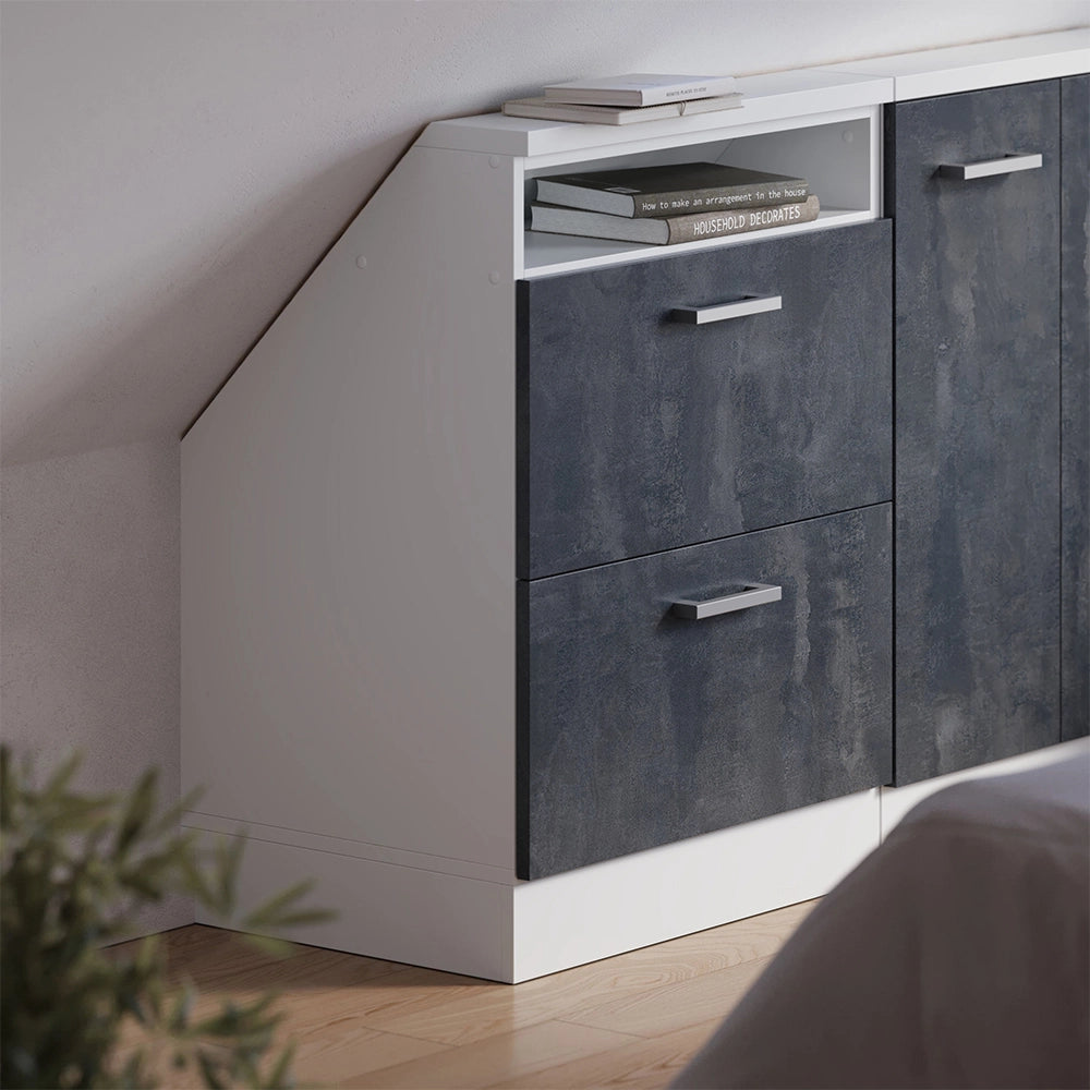 Mobile sottotetto Rion Calce nera/Bianco con 2 cassetti Vicco