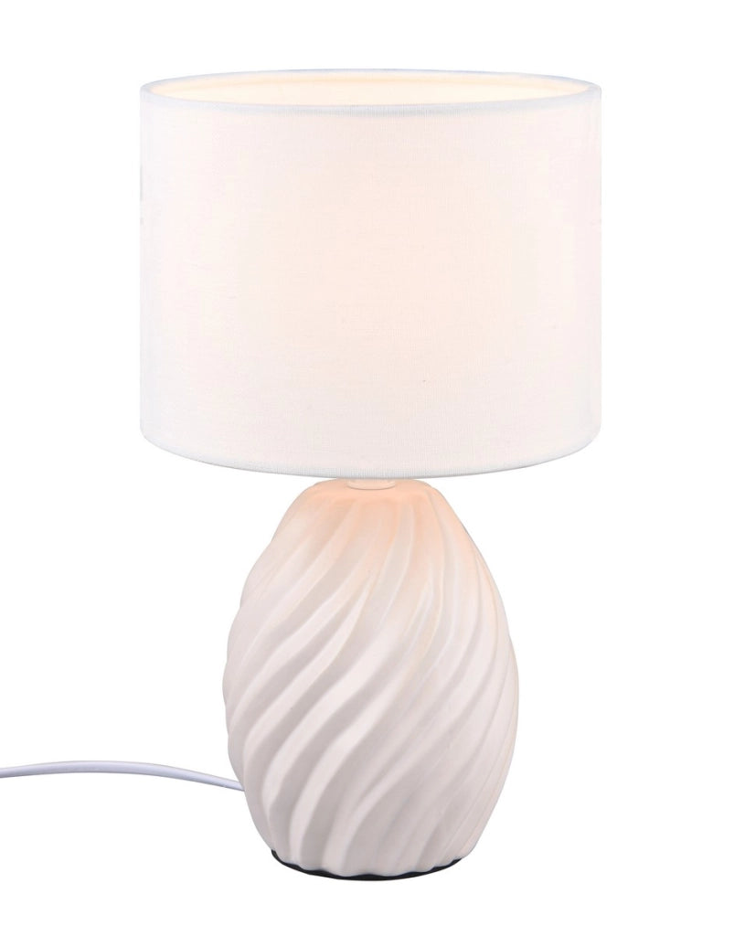 Lampada da tavolo ceramica bianca con paralume E14 MELVA