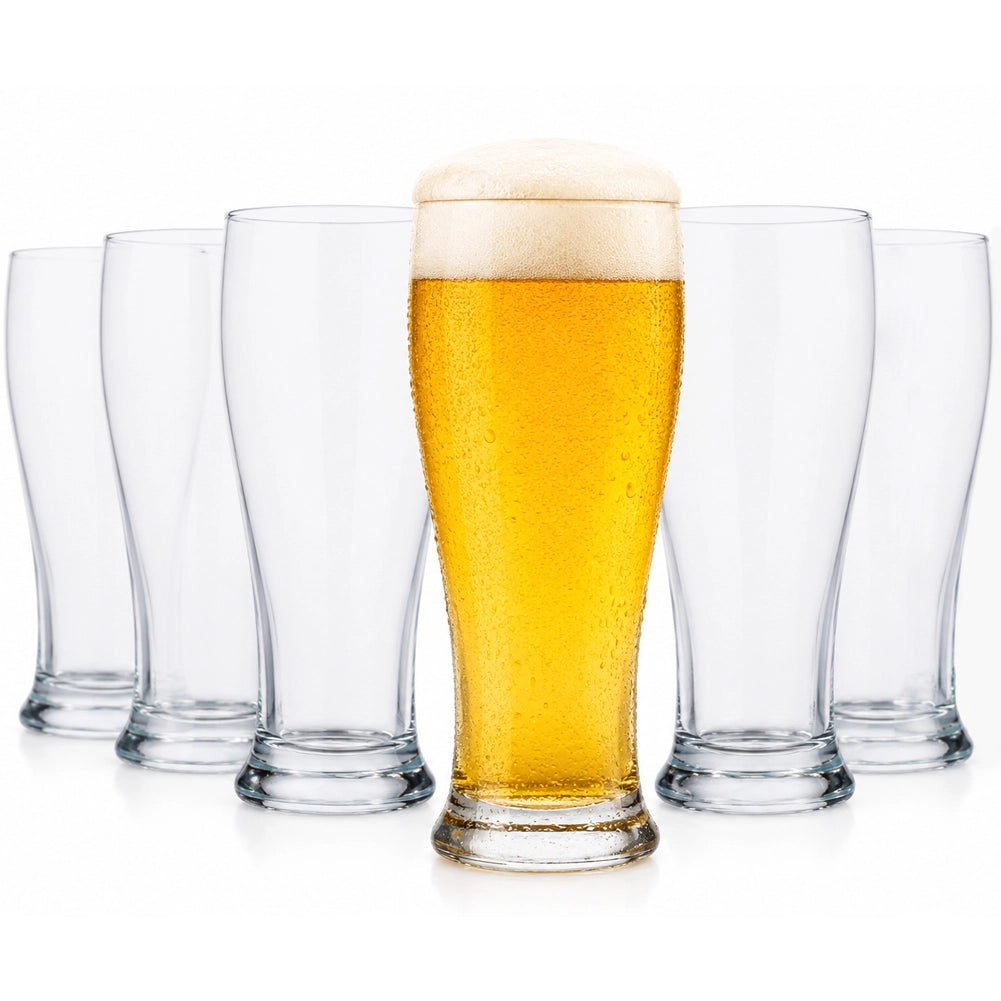 Set 6 Bicchieri da Birra 145 Ml Bicchiere Lungo per Bevande 7x20 cm in Vetro