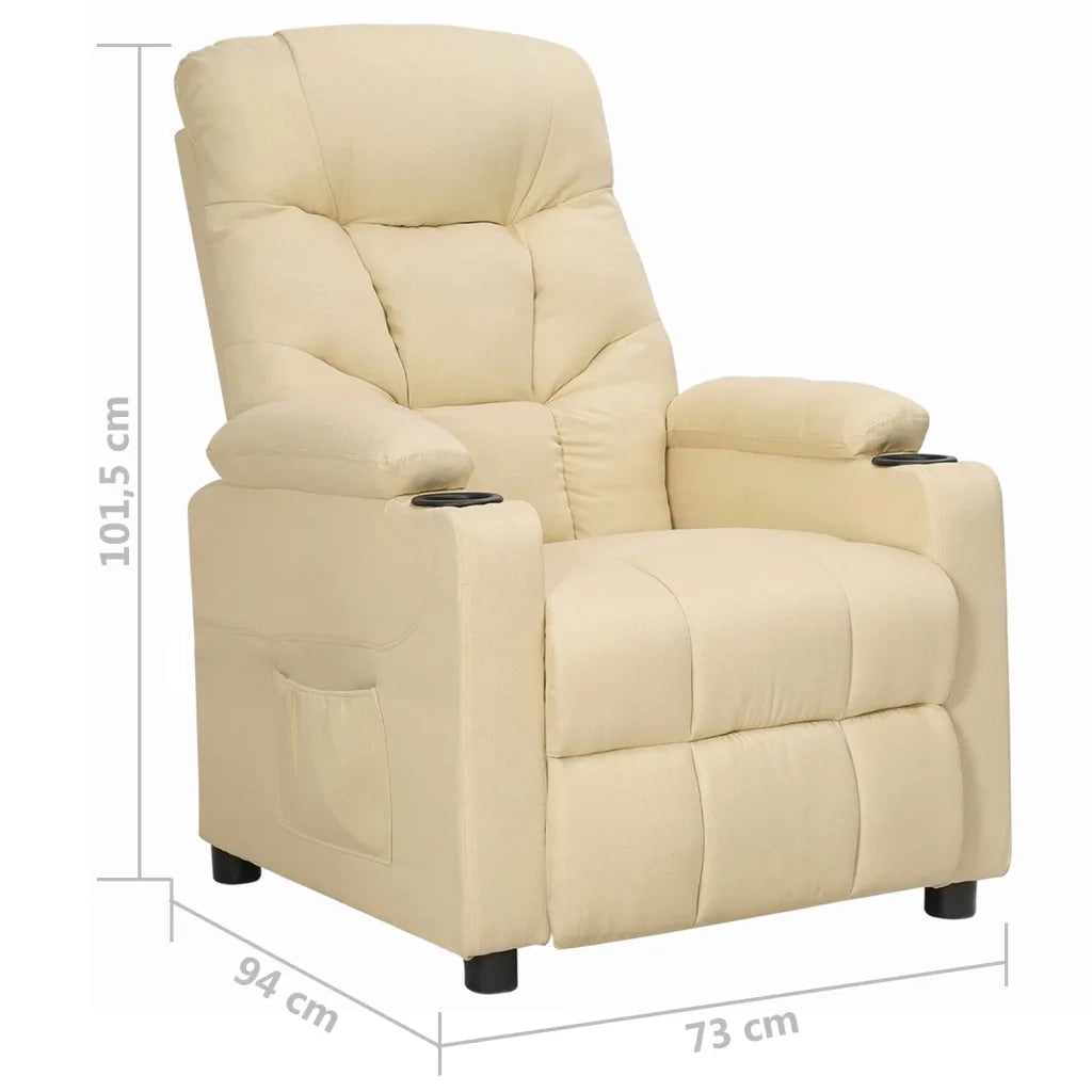 Poltrona | Sedia Relax Reclinabile in Tessuto Crema