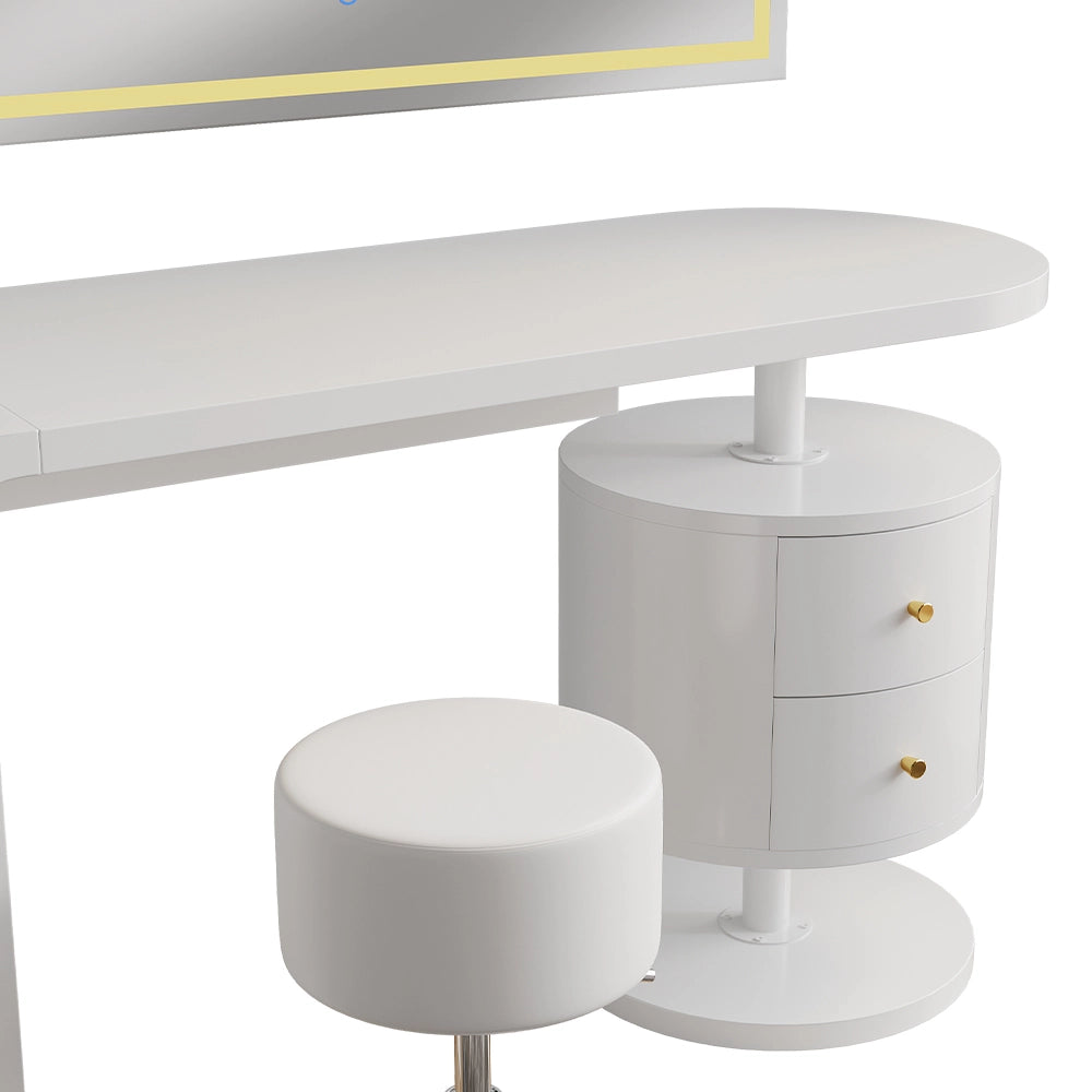 Vicco Tavolo da toeletta Bianco 120 cm con specchio LED e sgabello