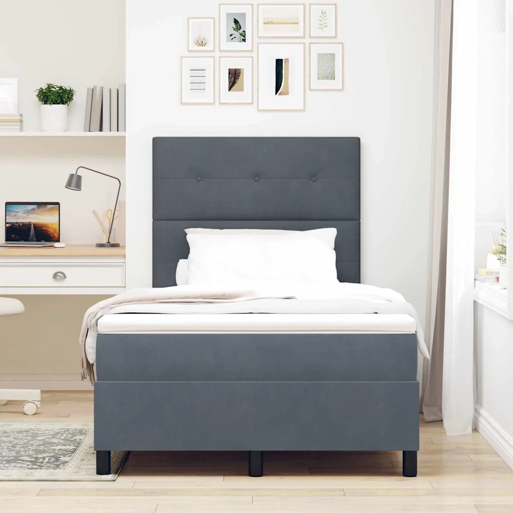 Letto a Sorgente LED Grigio scuro 120 x 200 cm Tessuto