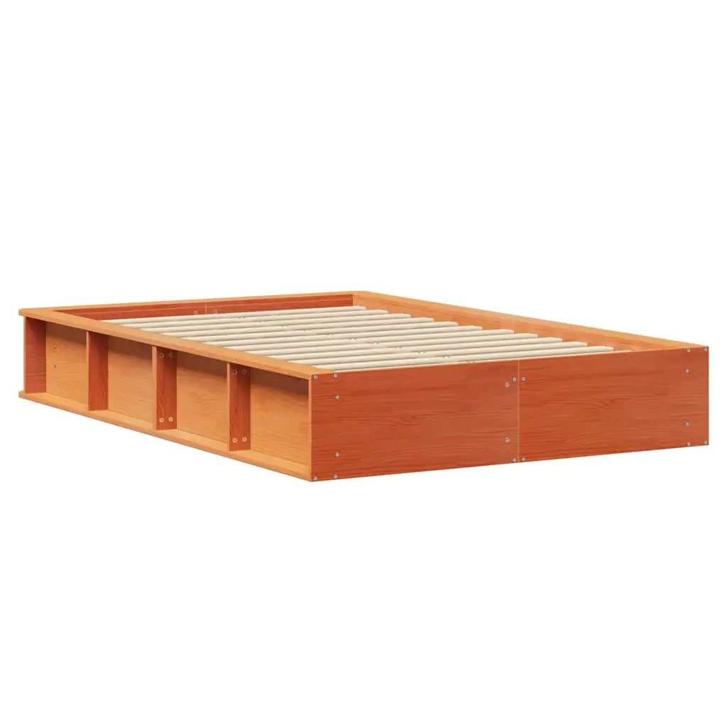 Letto matrimoniale | Letto per adulti | Struttura del letto Marrone cerato 120 x 200 cm Pino massello