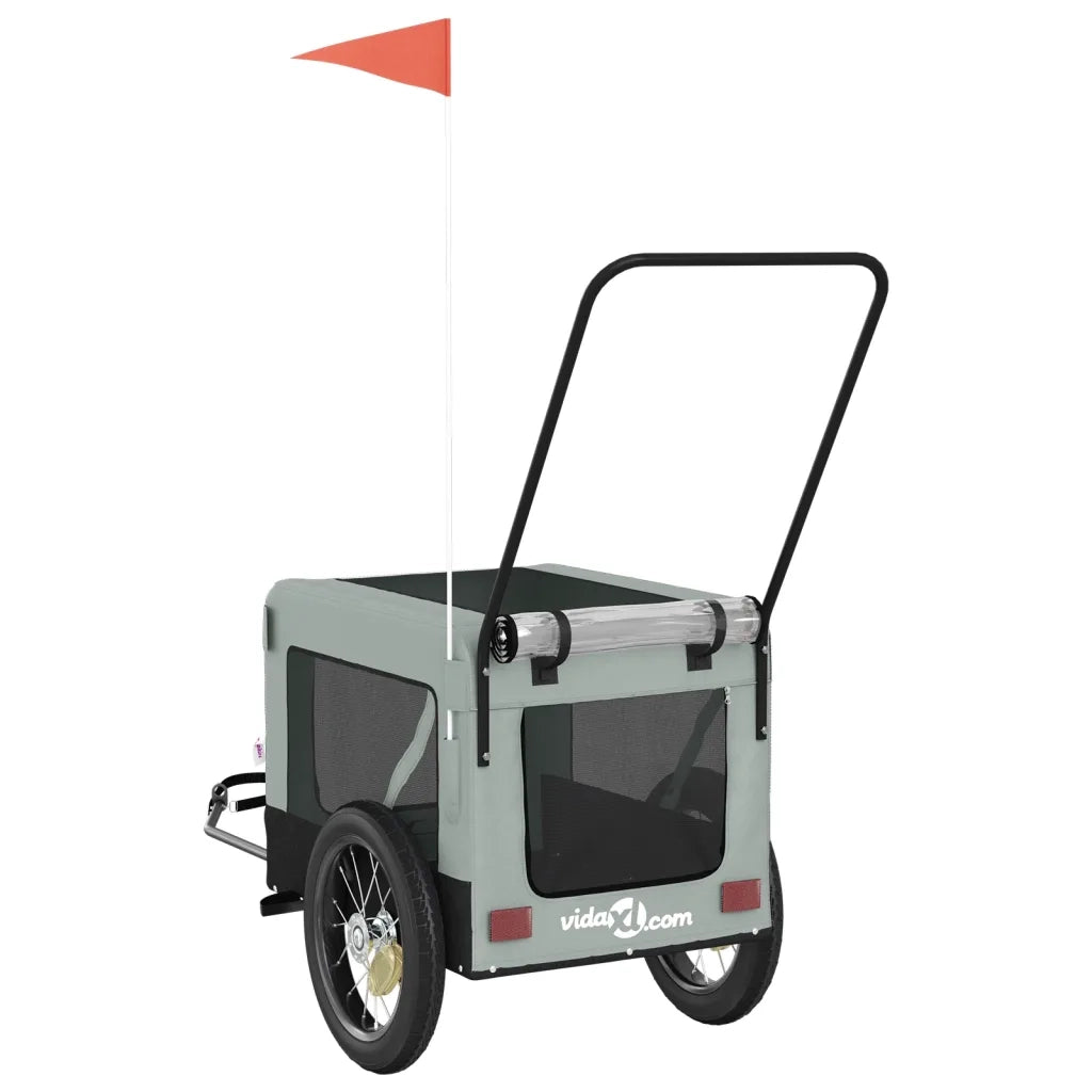 Rimorchio da Bici per Animali Grigio e Nero Oxford e Ferro 93944