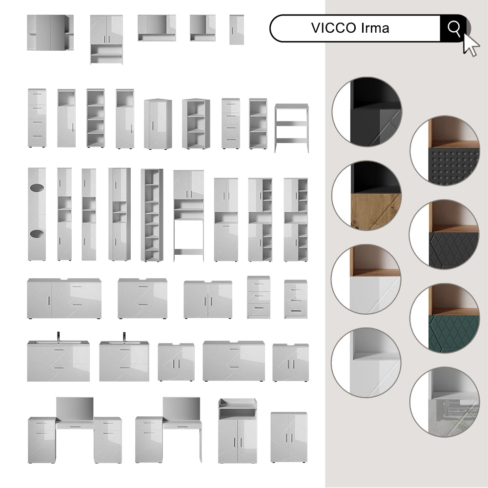 Vicco Set mobili bagno Bianco lucido 2 parti