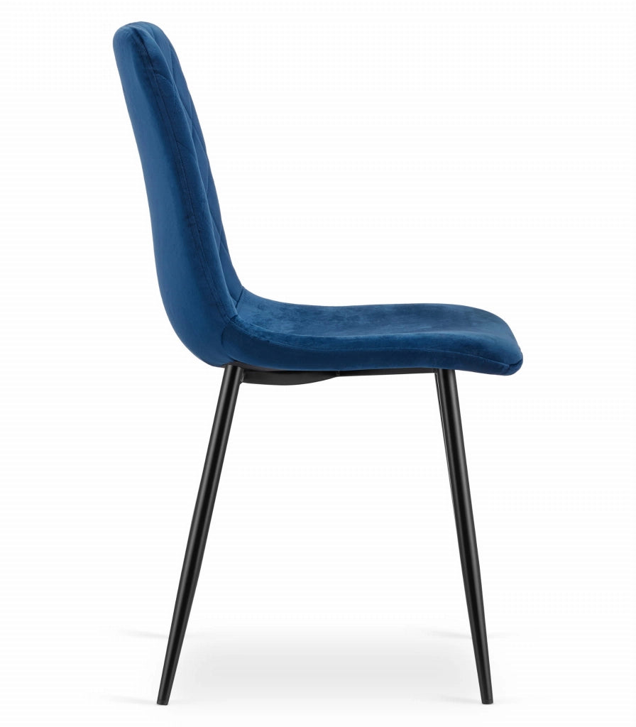 Sedia VALORA TURIN - Design ergonomico in velluto blu navy x 3