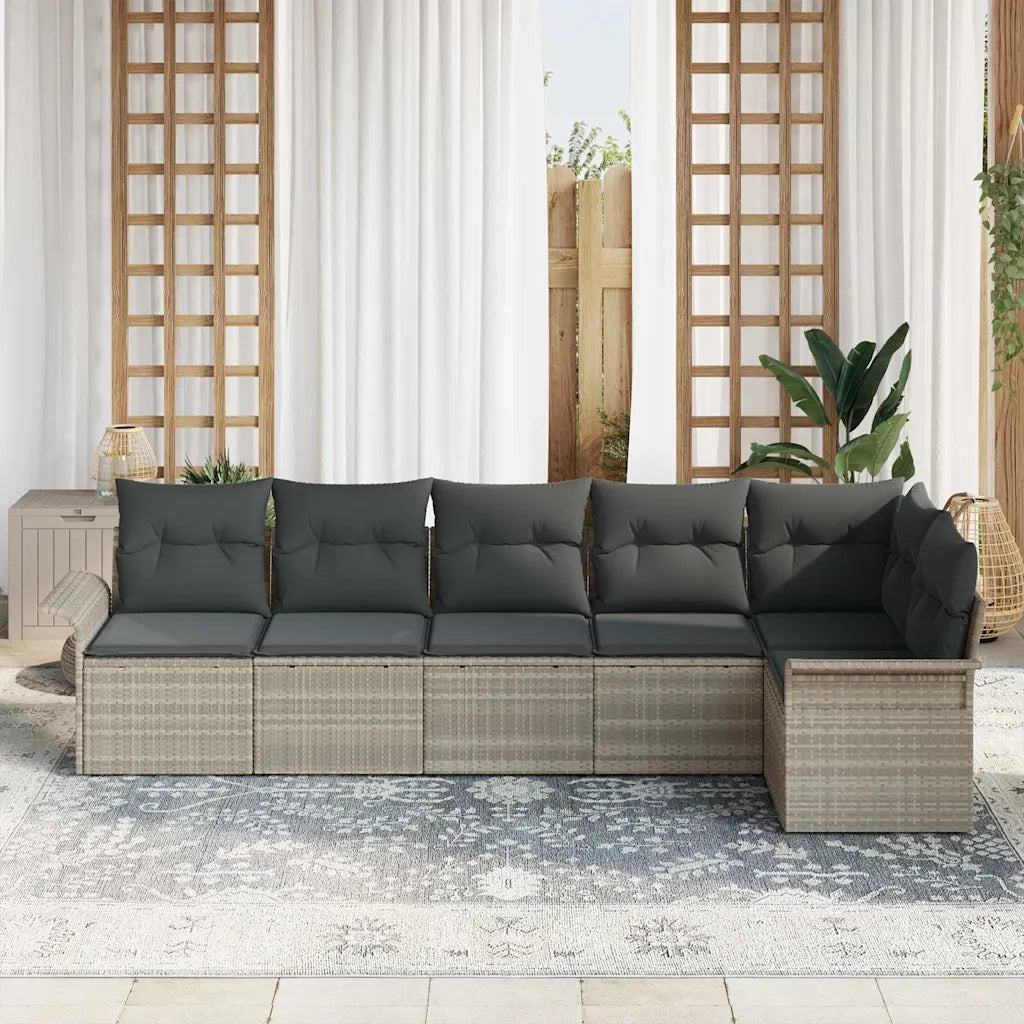 Set Divano da Giardino 6 pcs Grigio chiaro polyrattan 3345382