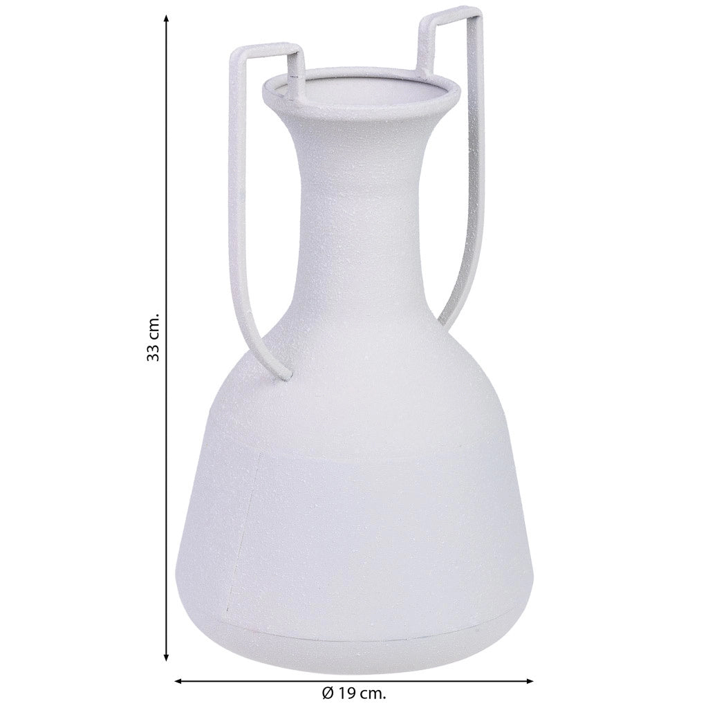 Vaso metallo bianco 2 manici 19x19x33h cm