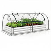 Letto da giardino rialzato zincato con copertura 2 porte a rullo, Serra da esterno per coltivazione di erbe aromatiche verdure Verde