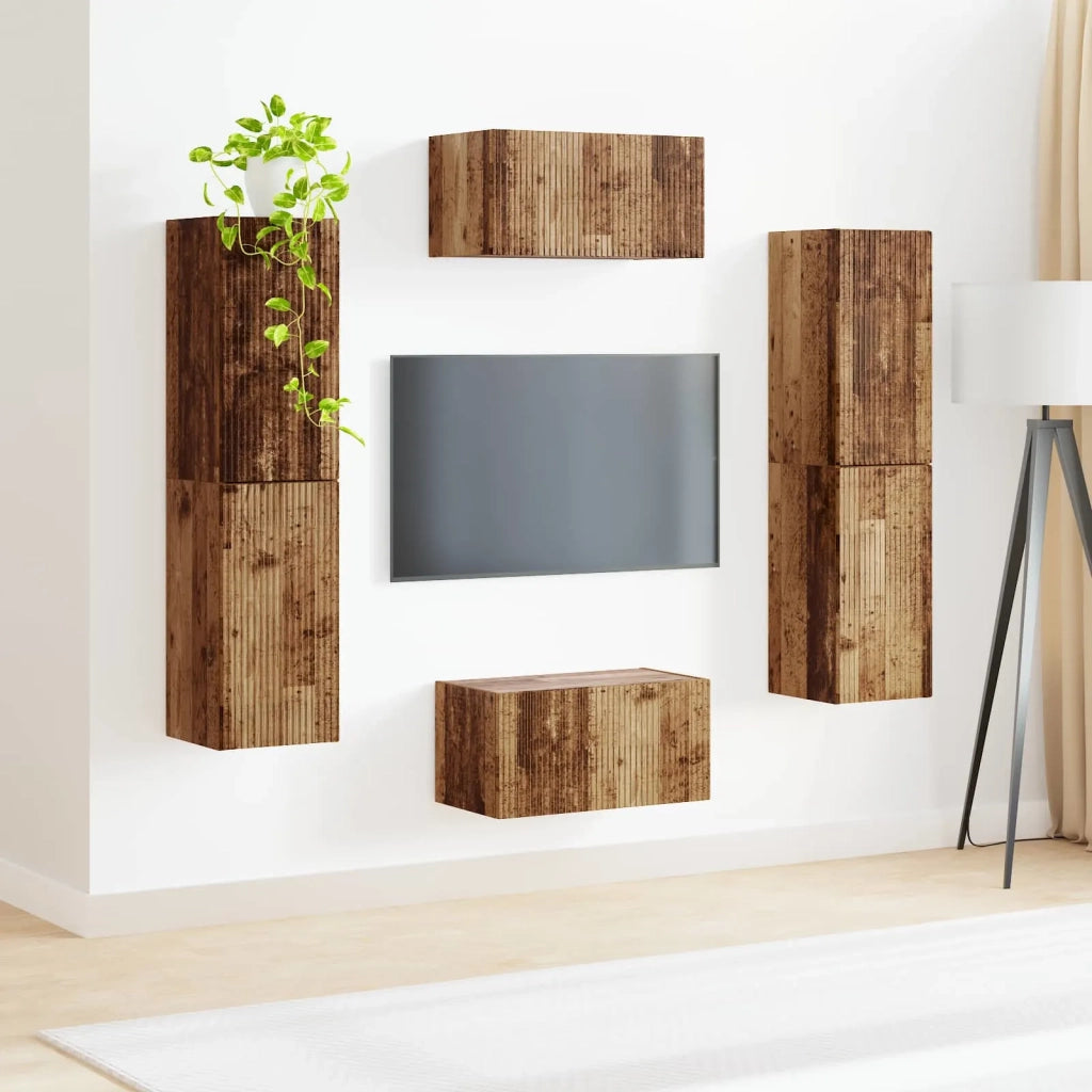 Set mobile TV 6 pcs Legno vecchio Legno multistrato 3409130