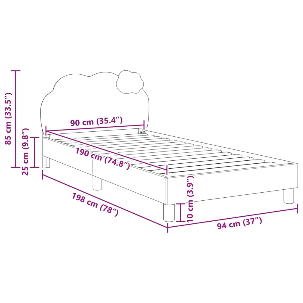 Struttura letto bambini con testata Rosa 90 x 190 cm PU 42011020