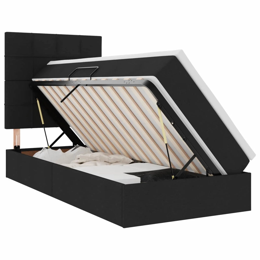 Letto con contenitore e LED con led Nero 90 x 200 cm Poliestere