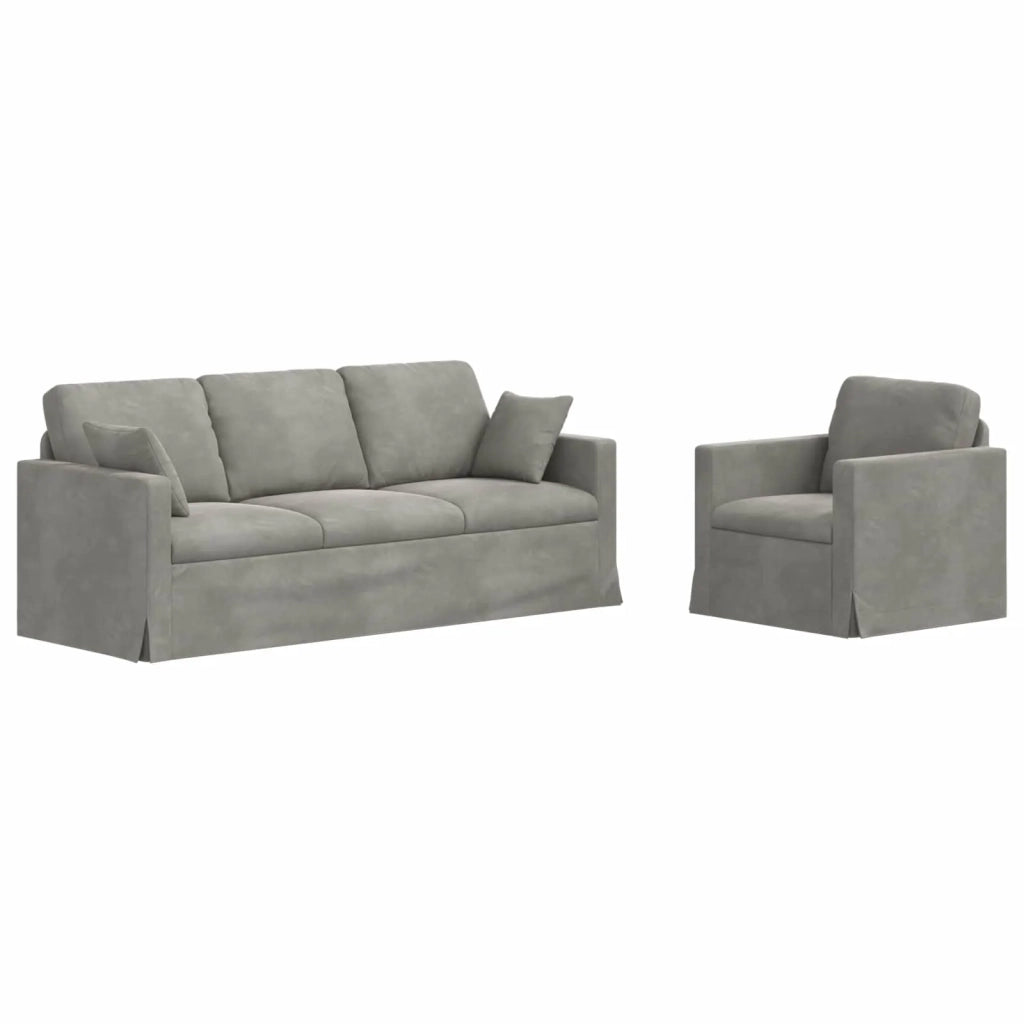 Set di divani 2 pcs Grigio chiaro 198 x 78 x 80 cm Velluto 3407595