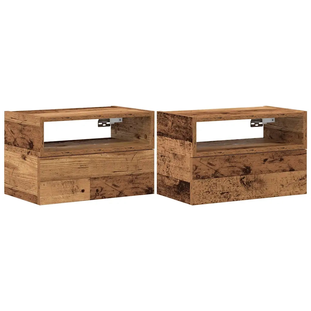 Comodini a Muro 2 pz Legno Antico 45x26x28,5 cm 858611