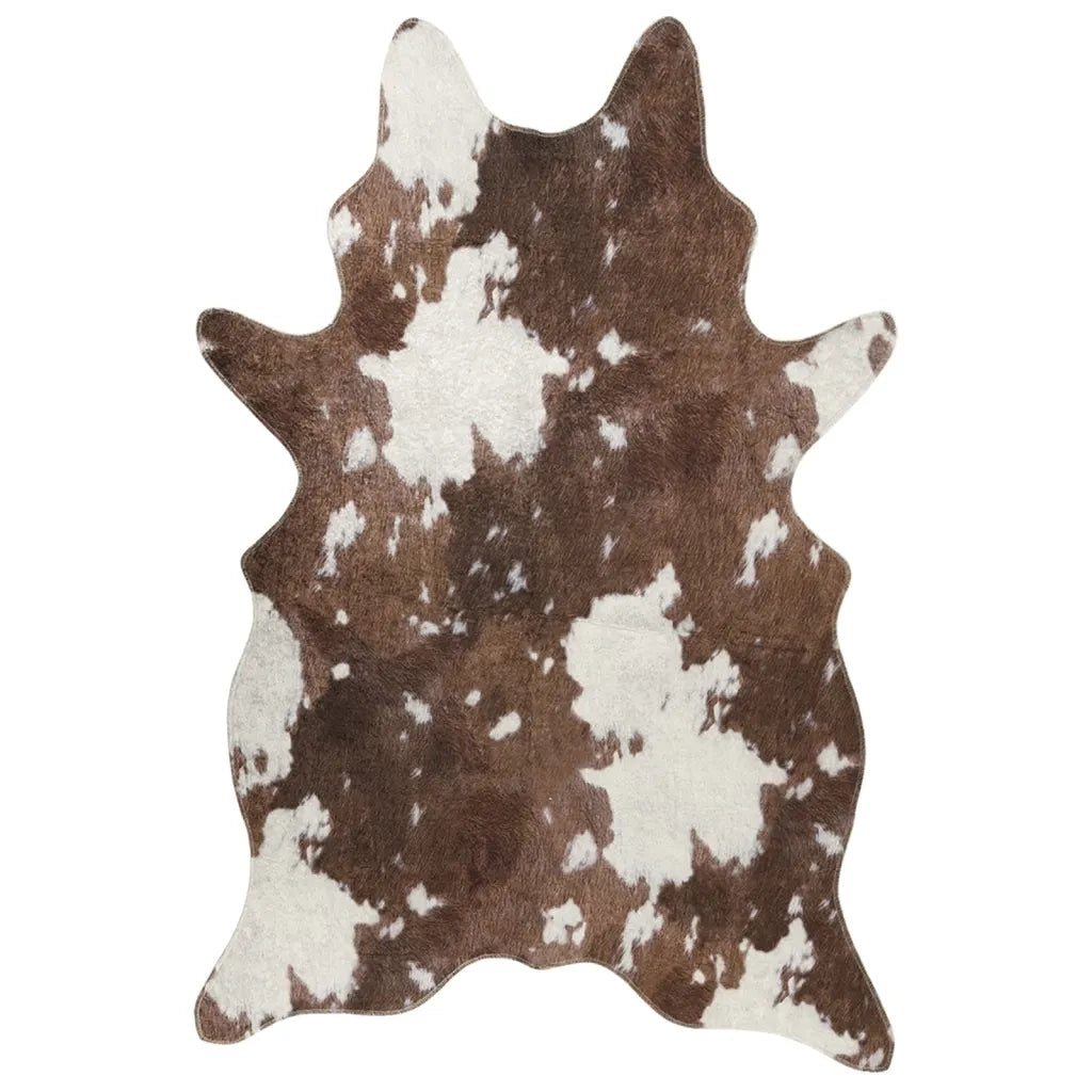 Tappeto Marrone e Bianco 120x170cm Mucca Lavabile 136624