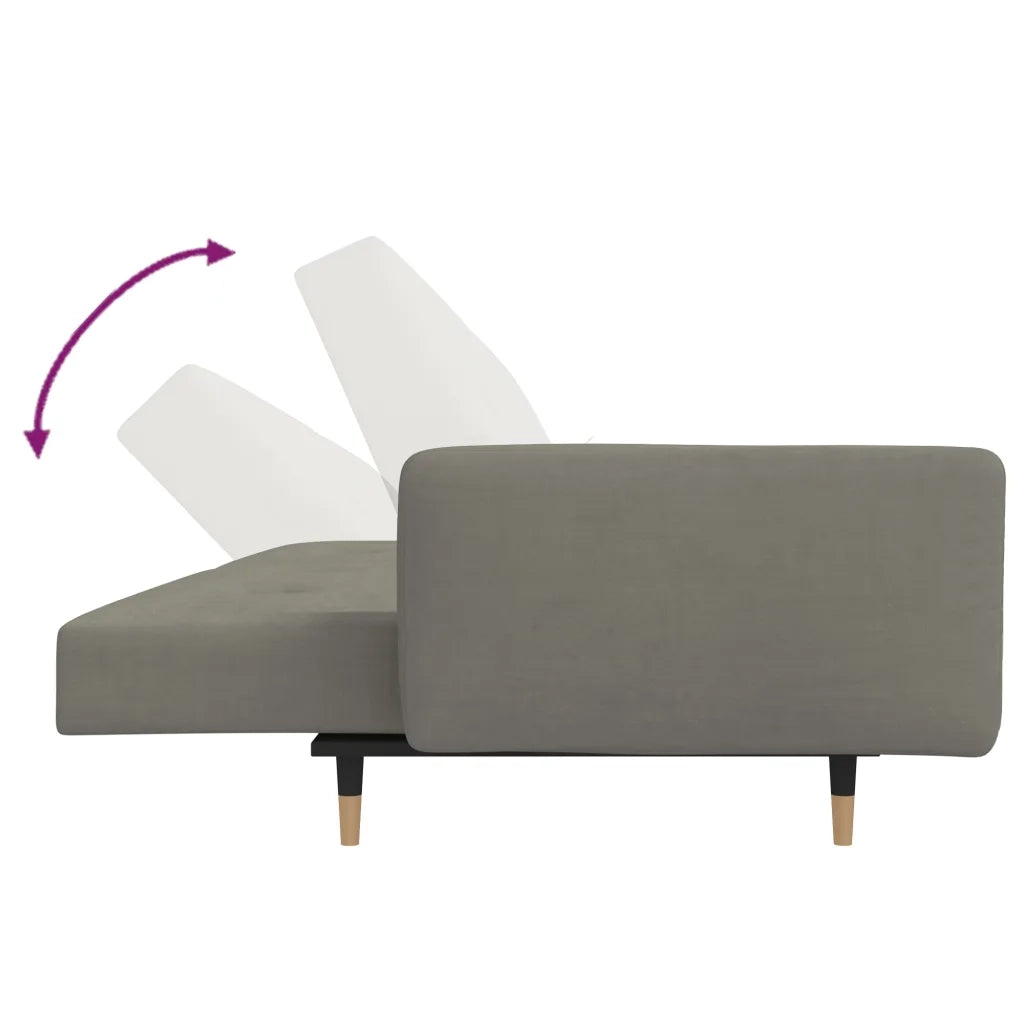 Divano Letto a 2 Posti con 2 Cuscini-Sofa Letto 2 Posti-Daybed Grigio Chiaro in Velluto 830730