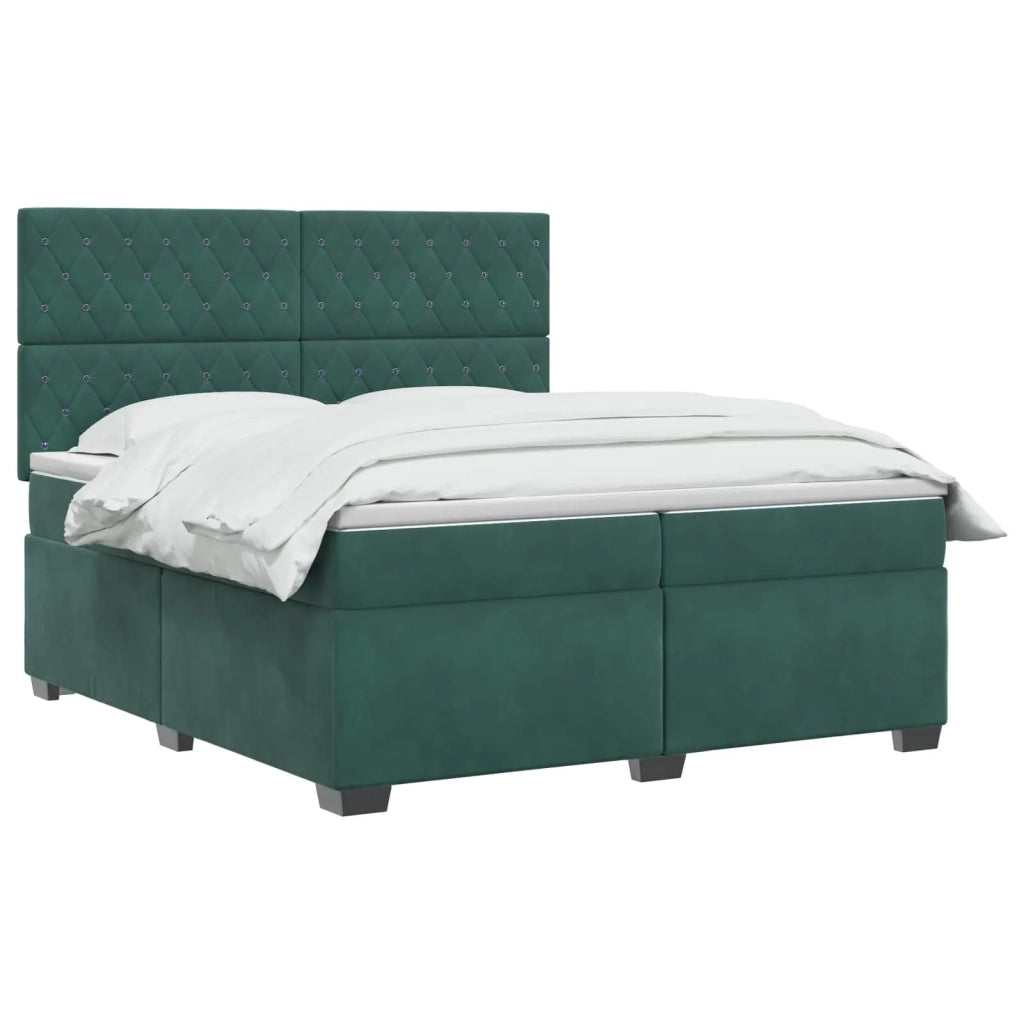 Letto box spring con materasso Verde Scuro 200 x 200 cm Velluto 3455171