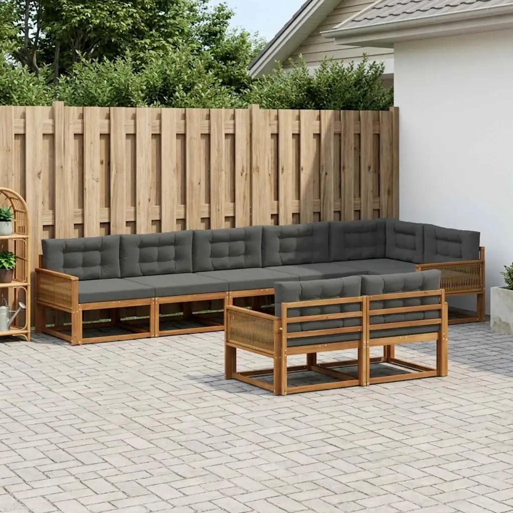 Set di divani da esterno con cuscino 8 pcs Naturale e Antracite 3382670
