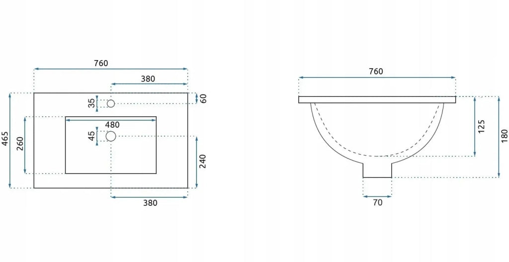 Lavabo Da Incasso Rea Dafne 75