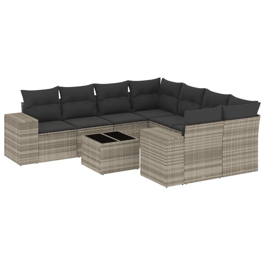 Set Divano da Giardino 9pz con Cuscini Grigio Chiaro Polyrattan 3254699