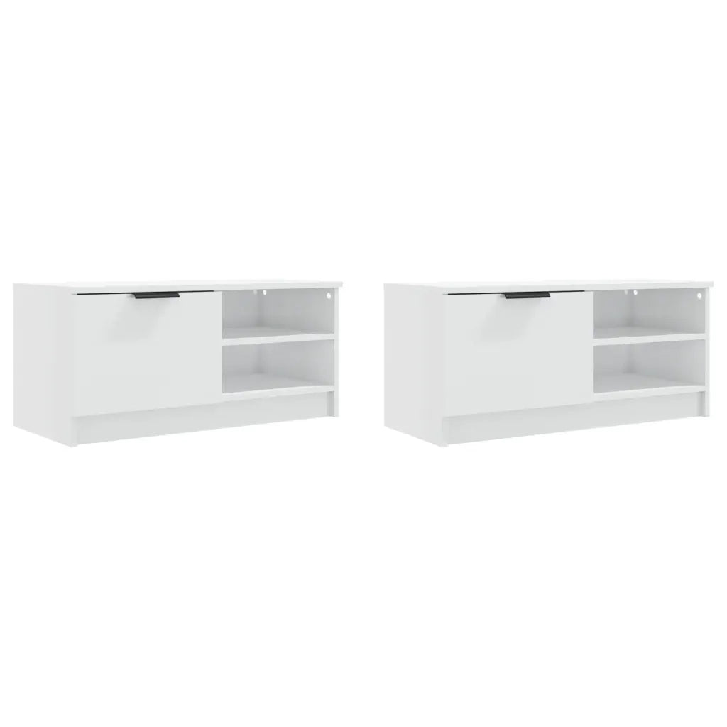 Mobili Porta TV 2pz | Armadietto TV | Mobile Porta TV Bianco Lucido 80x35x45 cm Legno Multistrato