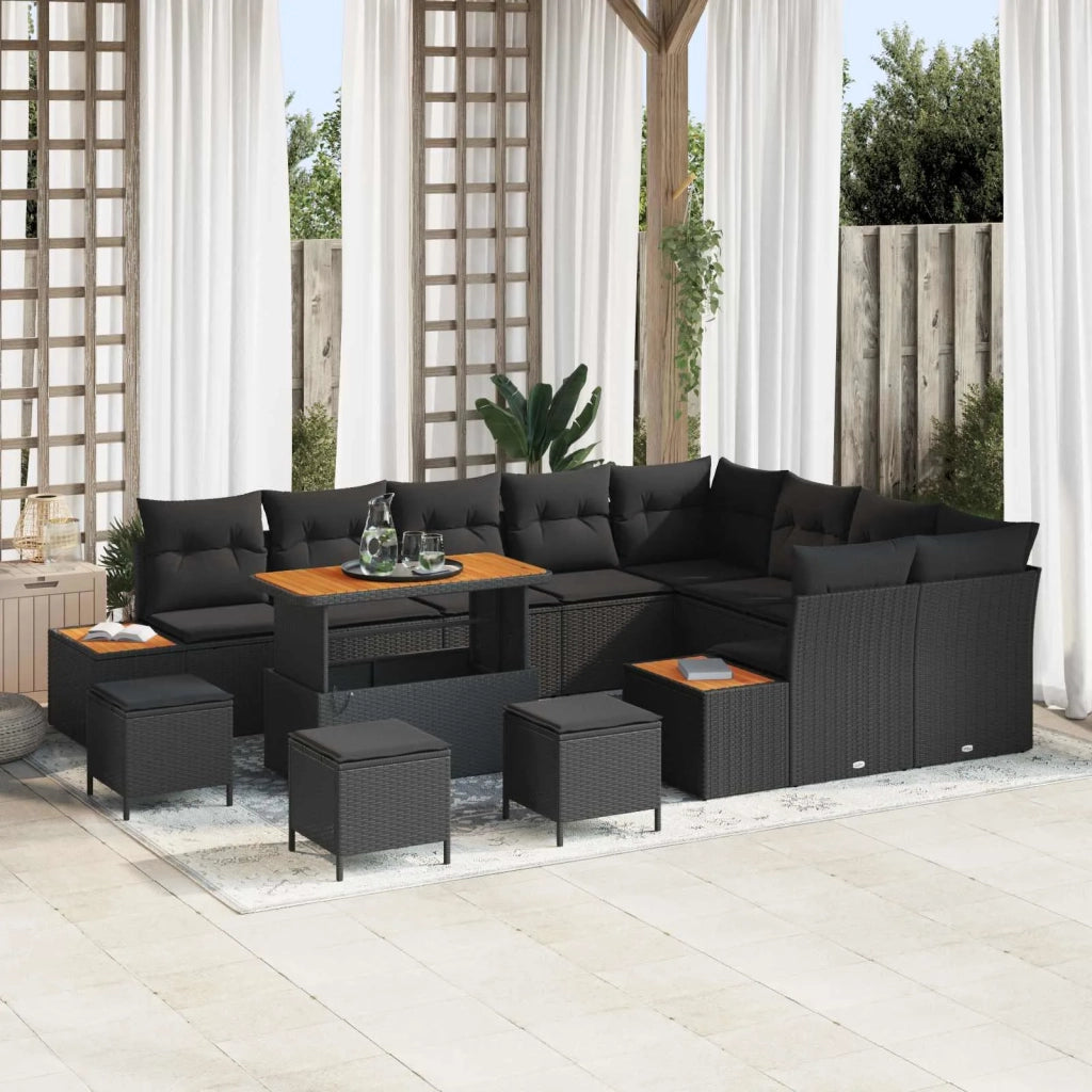 Set Divano da Giardino 13 pcs Nero polyrattan 3362959