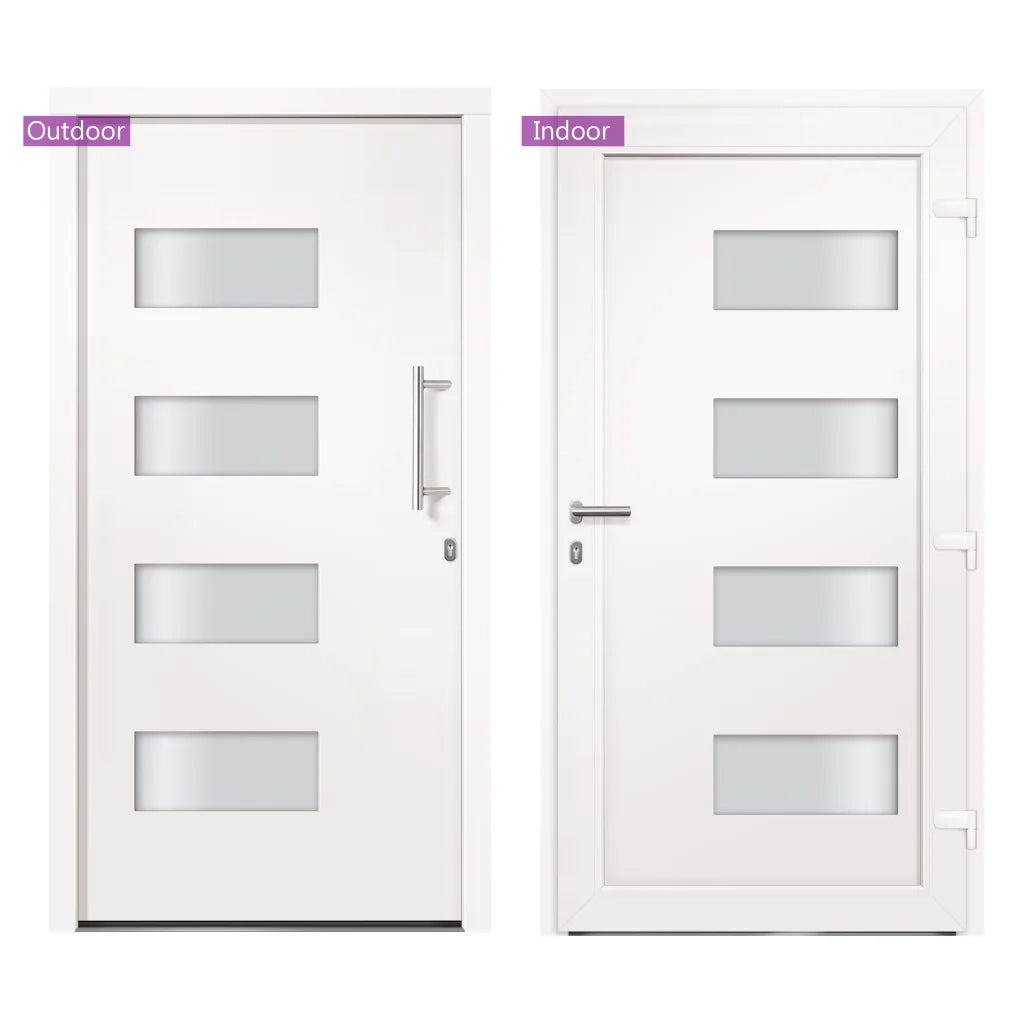 Porta d'Ingresso in Alluminio e PVC Bianco 100x210 cm 3056819