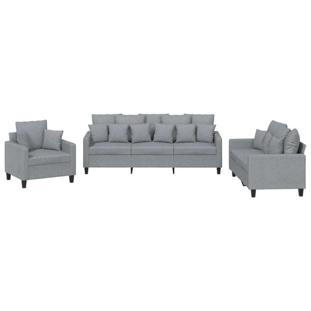 Set Divani 3 pz con Cuscini Grigio Chiaro in Tessuto 3201632