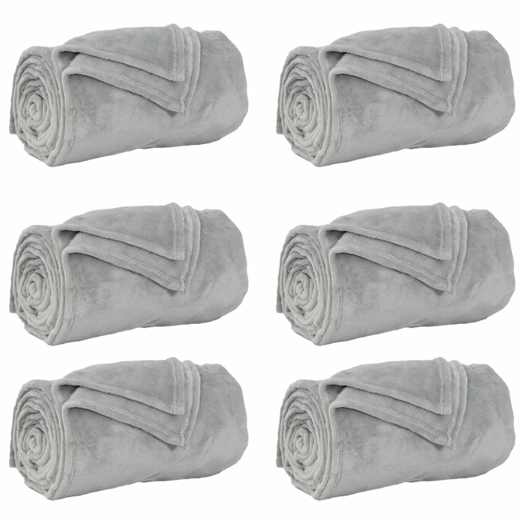 Coperte da Pile 6 pcs Grigio 150 x 200 cm Panno 42016802