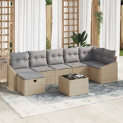 Set di divani con cuscino con archiviazione Beige polyrattan