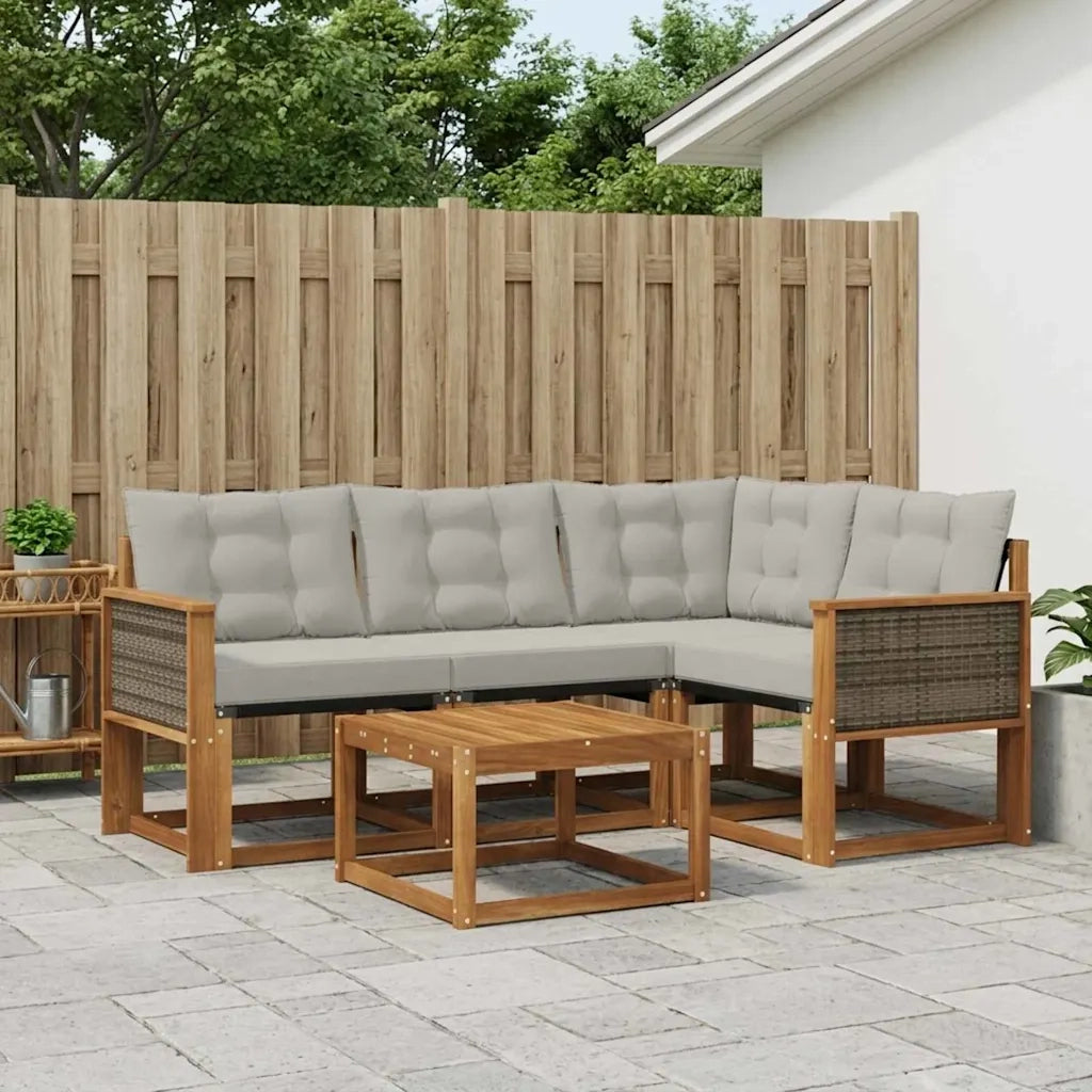 Set di divani da esterno 5 pcs Naturale e Grigio Chiaro 3381931